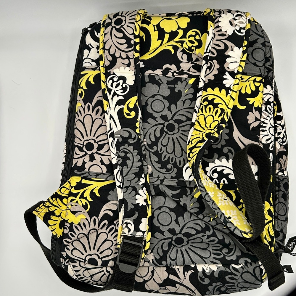 Vera Bradley Provencal Quilted Laptop Backpack Womens Large Yellow Black - Picture 2 of 6